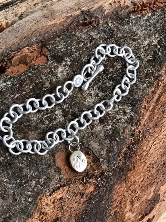 Silver, Gold and Crystal Mountain Charm Bracelet - Image 5