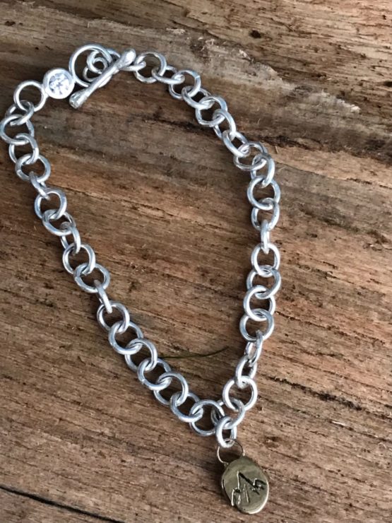Silver, Gold and Crystal Mountain Charm Bracelet - Image 4
