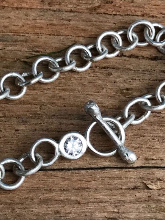 Silver, Gold and Crystal Mountain Charm Bracelet - Image 3
